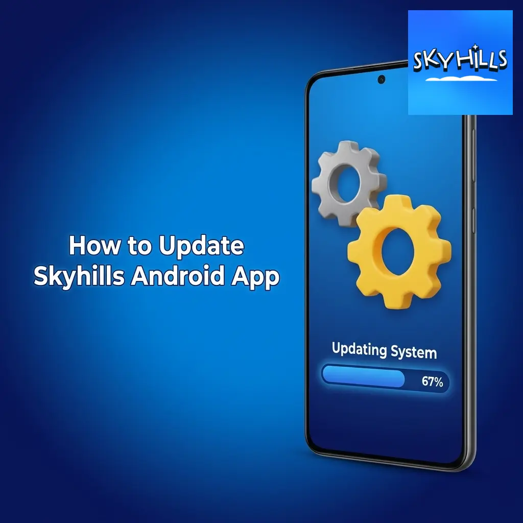 Step-by-step guide to updating the Skyhills Android app by downloading and installing the latest APK file