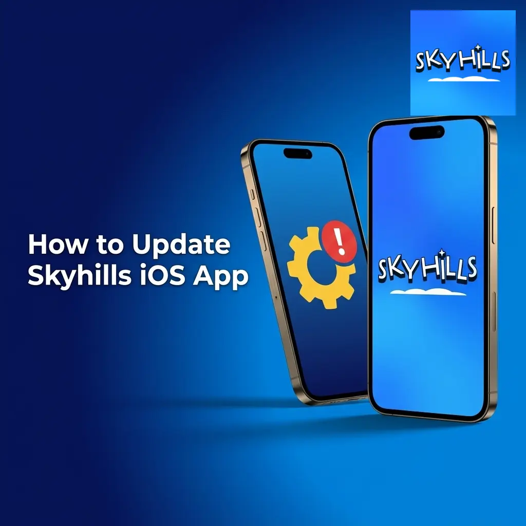 Steps to update Skyhills PWA on iOS via Safari, including cache clearing and reinstalling the app on iPhone or iPad