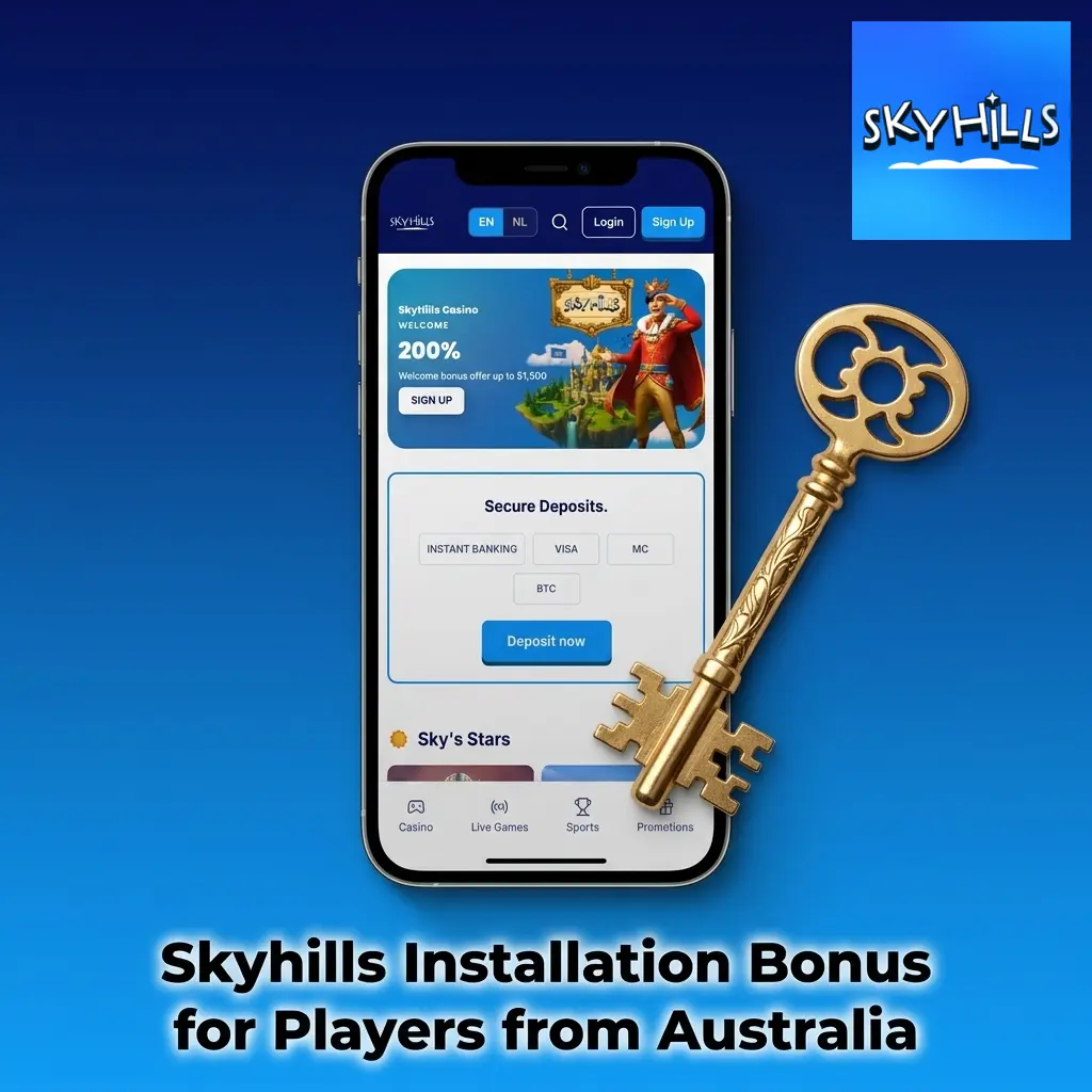 Skyhills app 200% Welcome Bonus up to AUD 1,500 for Australian players on casino and sports betting