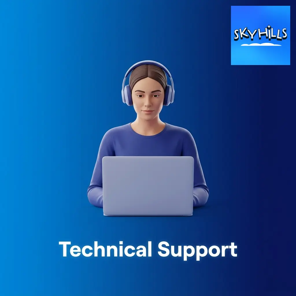 Skyhills technical support team helping users resolve login, payment, and game issues via chat, email, and phone